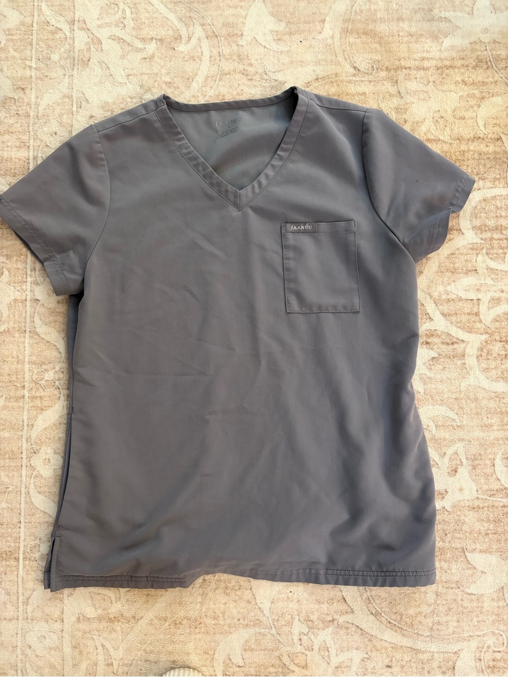Jaanuu Women's V-Neck Scrub Top - Charcoal Grey size M